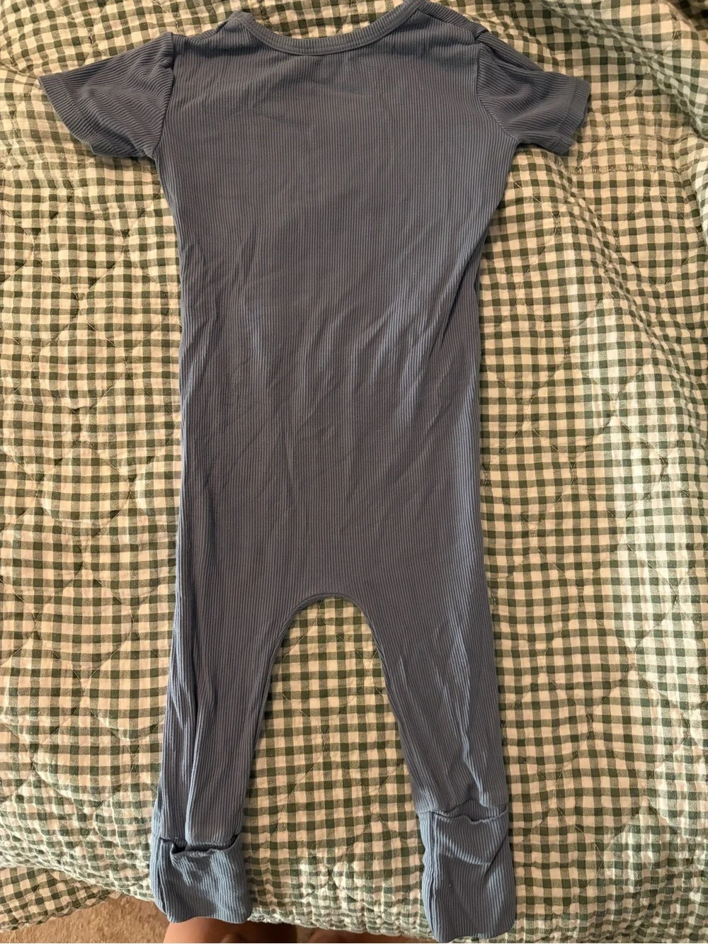 Ready Set Romper Soft Blue Ribbed Baby Footed option One-Piece